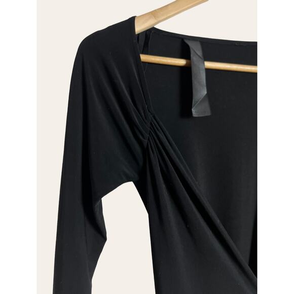 Norma Kamali Little Black Long Sleeve Wrap Mini Dress Size XS - Picture 5 of 7